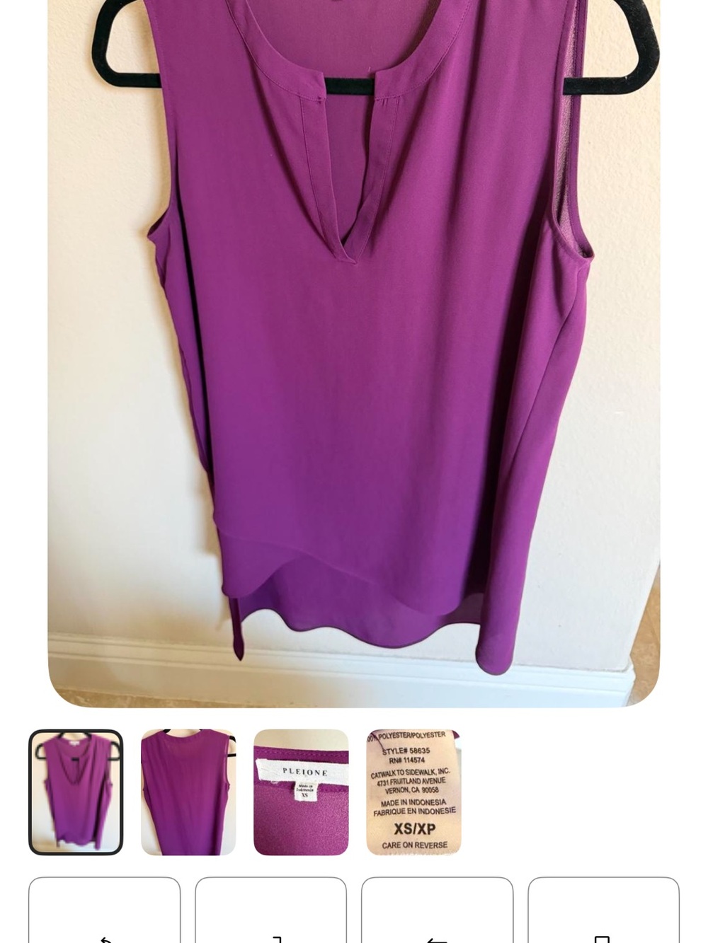 Pleione Women's Sleeveless V-Neck Blouse in Magenta xs